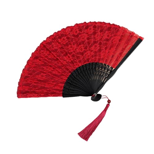 Faltbarer Handventilator mit Blumenspitze, tragbar, dekorative Requisiten, chinesischer Handventilator für Veranstaltungen, Festivals, Feiern, Handventilator von Hattba