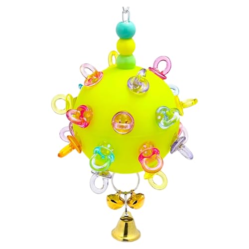 Lebhafte Farbinteraktion Papageien-Kauspielzeug mit Glocken zum Aufhängen, kaubarer Ball für Vögel, Stressreduzierung, geistige Stimulation, Kauspielzeug für Langeweile Lebhafte Farbinteraktion Papageien-Kauspielzeug mit Glocken zum Aufhängen, kaubarer Ball für Vögel, Stressreduzierung, geistige Stimulation, Kauspielzeug für Langeweile von Hattba