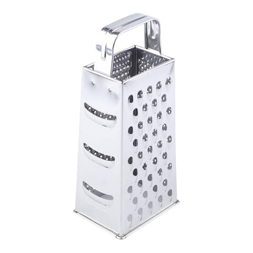 Mehrzweckreibe mit 4 Seiten, rostfreier Stahl, flacher Griff, Design zum Zerkleinern, Schneiden, Reiben, Gemüse, abnehmbarer Schneider und Gemüsehobel von Hattba