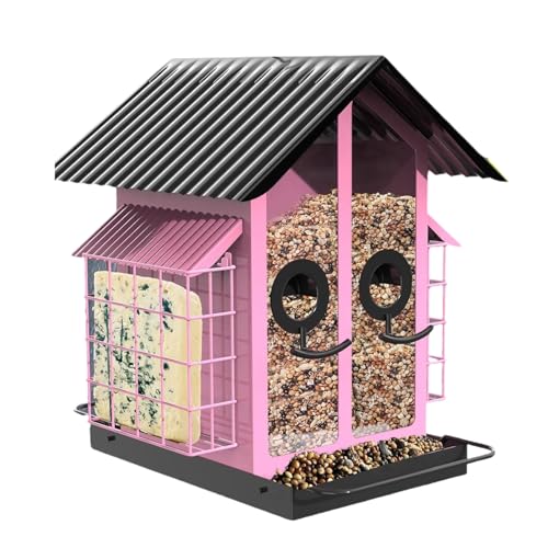 Vogelfutterstation zum Aufhängen im Garten oder Hof mit robuster Metall-Futterstation, große Kapazität, Vogelfutterstation für den Winter von Hattba