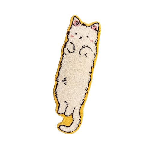 Waschbarer Polyester-Teppich für Schlafzimmer, lustiger Kinderteppich in unregelmäßiger Form, Katzen-Eingangsteppich, Katzen-Bodenmatten von Hattba