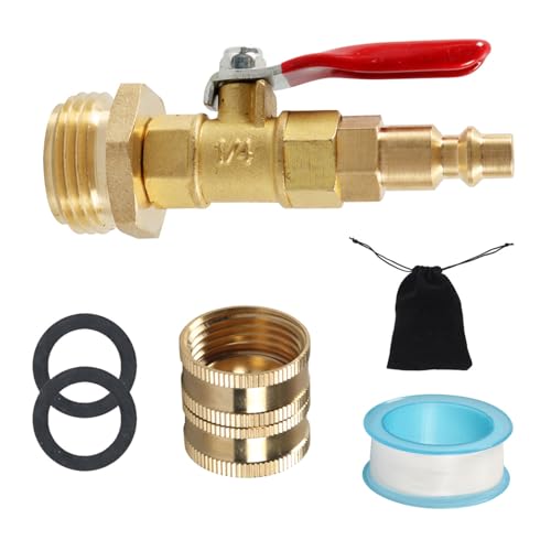 Winterisierender Ausblasstopfen mit 3/4-Zoll-Gewinde, 6,35 mm Schnellanschlussstecker, Gartenschlauch-Adapter von Hattba
