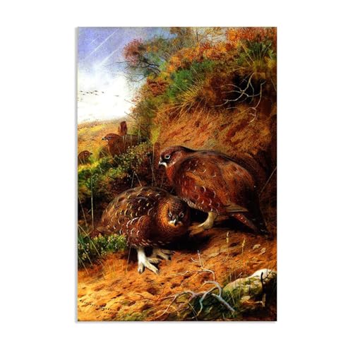 Hau3sh3a Archibald Thorburn Kunstwerk auf Leinwand Der Ansatz des Winters leinwand gemälde vögel Berühmte Ölgemälde Reproduktion Wandkunst Wohnzimmer Wohnkultur 120x80cm(47x31in) Rahmenlos von Hau3sh3a