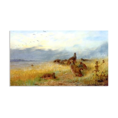 Hau3sh3a Archibald Thorburn Kunstwerk auf Leinwand Der Ruf des grauen Rebhuhns leinwand gemälde vögel Berühmte Ölgemälde Reproduktion Wandkunst Wohnzimmer Wohnkultur 120x70cm(47x28in) Rahmenlos von Hau3sh3a