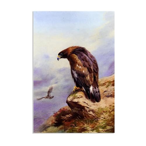 Hau3sh3a Archibald Thorburn Kunstwerk auf Leinwand Ein goldener Adler leinwand gemälde vögel Berühmte Ölgemälde Reproduktion Wandkunst Wohnzimmer Wohnkultur 75x50cm(30x20in) Rahmenlos von Hau3sh3a