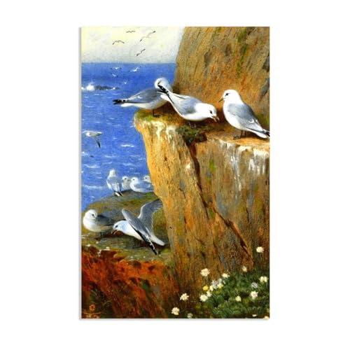 Hau3sh3a Archibald Thorburn Kunstwerk auf Leinwand Möwen leinwand gemälde vögel Berühmte Ölgemälde Reproduktion Wandkunst Wohnzimmer Wohnkultur 95x60cm(37x24in) Rahmenlos von Hau3sh3a