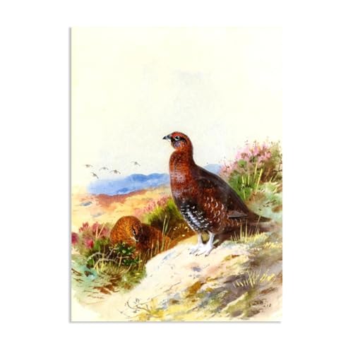 Hau3sh3a Archibald Thorburn Kunstwerk auf Leinwand Rothuhner leinwand gemälde vögel Berühmte Ölgemälde Reproduktion Wandkunst Wohnzimmer Wohnkultur 70x50cm(28x20in) Rahmenlos von Hau3sh3a