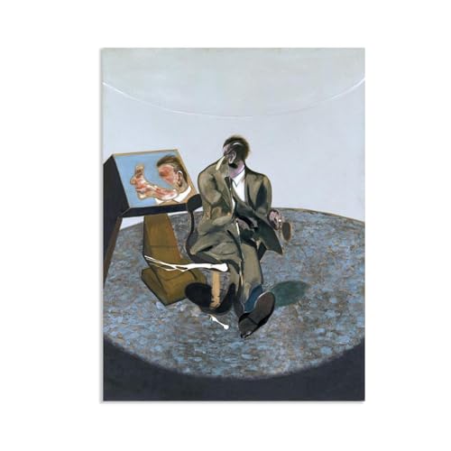 Hau3sh3a Francis Bacon Bilder Porträt von George Dyer in einem Spiegel kunstdruck auf leinwand abstrakt Reproduktion auf Leinwand Wohnzimmer Wanddeko Bilderwand Geschenk42x30cm(17x12in) Rahmenlos von Hau3sh3a