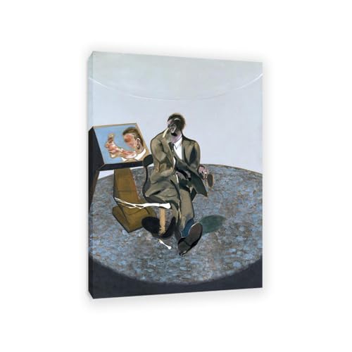 Hau3sh3a Francis Bacon Bilder Porträt von George Dyer in einem Spiegel kunstdruck auf leinwand abstrakt Reproduktion auf Leinwand Wohnzimmer Wanddeko Bilderwand Geschenk55x40cm(22x16in) Gerahmt von Hau3sh3a