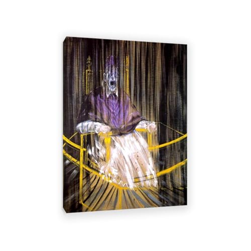 Hau3sh3a Francis Bacon Bilder Porträt von Papst Innocent x kunstdruck auf leinwand abstrakt Reproduktion auf Leinwand Wohnzimmer Wanddeko Bilderwand Geschenk70x50cm(28x20in) Gerahmt von Hau3sh3a