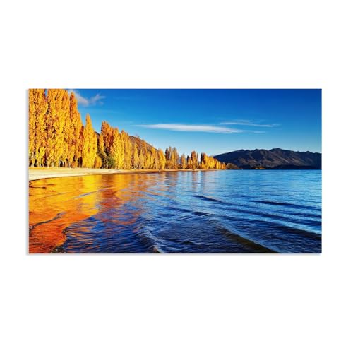 Hau3sh3a Herbstlandschaft Bild auf Leinwand Sky Mounta Sonnenschein Sonnenschein Herbst Wandbilder Schlafzimmer Wald Wandbilder Modern Kunstdruck Deko füR Wohnzimmer135x80cm(53x31in) Rahmenlos von Hau3sh3a