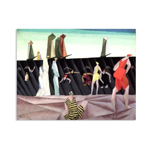 Hau3sh3a Lyonel Feininger Bilder,Lyonel Feininger Druck,Badegäste am Strand I,Poster Lyonel Feininger Leinwand Schlafzimmer Heimdekoration Leinwand Bild,80x60cm(31x24in) Nur Leinwand von Hau3sh3a