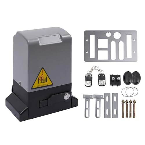 370W Schiebetorantrieb Torantrieb bis 600KG Automatischer Schiebetoröffner mit 2 Fernbedienungen Sliding Gate Opener mit Automatischer Türöffnermotor Zahnstange für Hoftor von HauTour