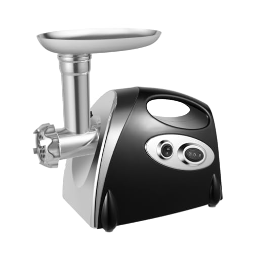 Elektrischer Fleischwolf 4-in-1 mit 800W & Wurstfüller - 3 Edelstahl-Schleifplatten für feines/schnelles Mahlen, Vor-/Rücklauf für Haushalt/Gewerbe (Edelstahl) von HauTour