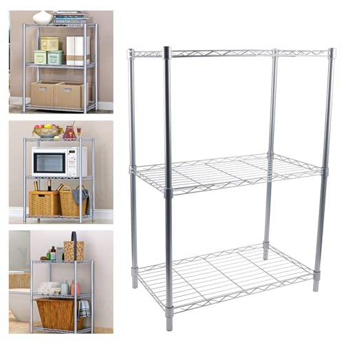 HauTour Edelstahl Küchentisch, 56 x 35 x 80 cm Küchentisch Edelstahltisch Schwerlastregal Arbeitstisch 3 Böden Gastronomie Regal, 50kg für Speisekammern, Restaurants, Küchen, Großküchen von HauTour
