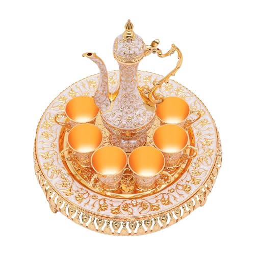 HauTour Kaffeetasse und Teeservice Set, Teetasse und Untertasse Set, Tee Service für 6 Personen, Hochzeit Teekanne Creme Krug, für Teetisch Dekoration (Gold) von HauTour