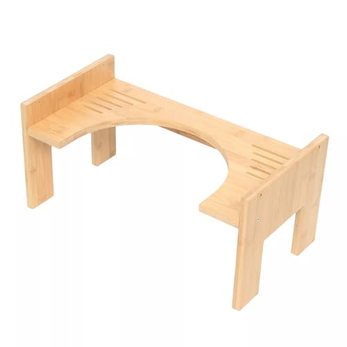 HauTour Toilettenhocker, Holz Toilettenhocker Toilettenhilfe Fußstütze mit Einstellbarer Höhe Toilettenhocker Bambus WC Trittbrett Holz rutschfest WC Schemel für Vorbeugung Hämorrhoiden Verstopfung von HauTour