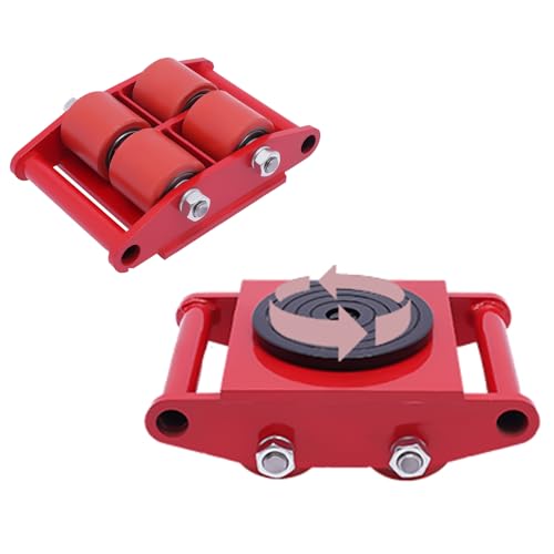 Transportfahrwerk 6T Schwerlastfahrwerk Industrieroller Maschinentransport Schwerlastrollen Roller Panzerrolle mit 4 PU Richtungsräder Roller Möbeltransporthilfe 6T Rot von HauTour