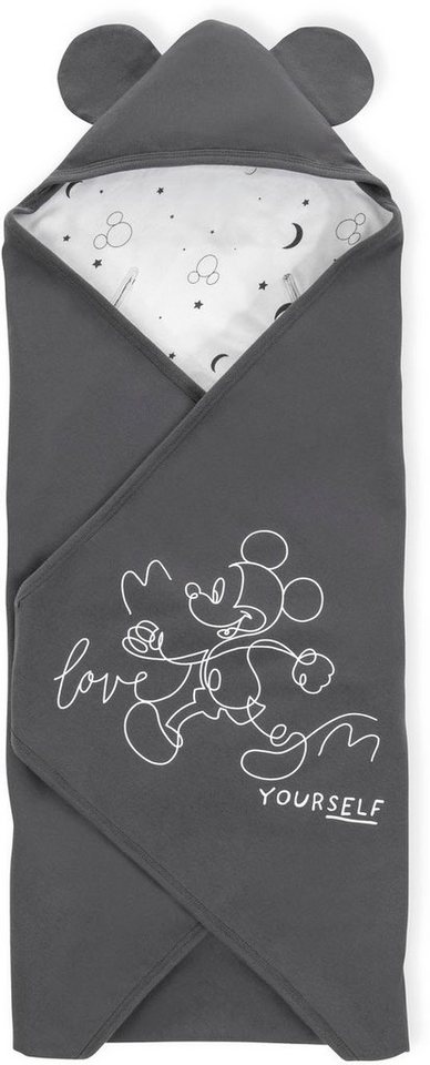 Babydecke Baby Einschlagdecke, Snuggle N Dream Mickey Mouse Anthracite, Hauck, mit Kapuze von Hauck