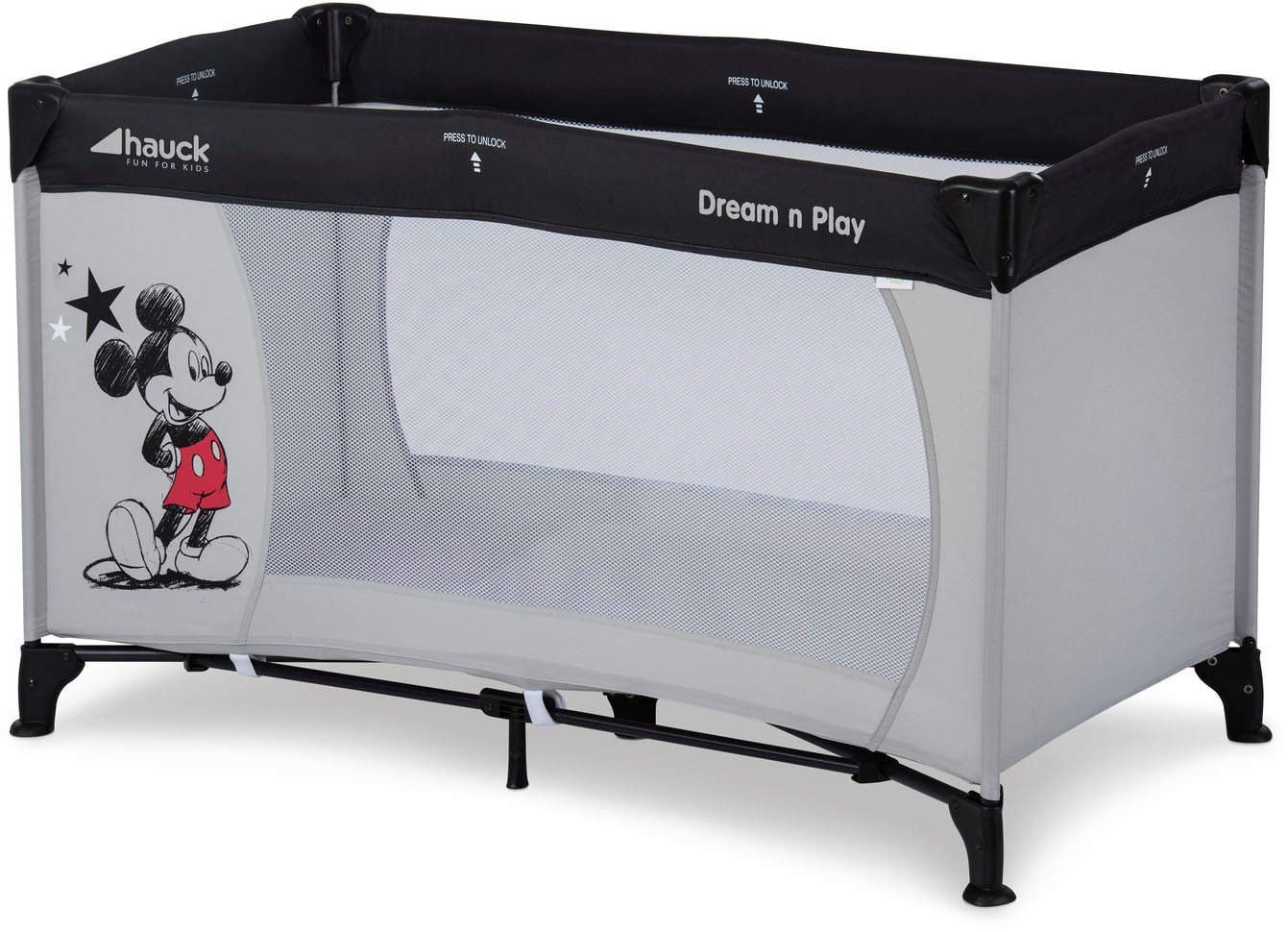 Hauck Baby-Reisebett Dream N Play - Mickey Stars, inkl. Transporttasche von Hauck