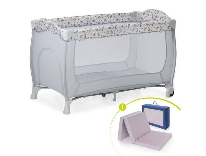 Hauck Baby-Reisebett Set Sleep'n Play Go Plus - Disney - Pooh Exploring, Baby Kinder Reisebett faltbar mit Einstieg, Rollen, Matratze & Tasche, grau von Hauck