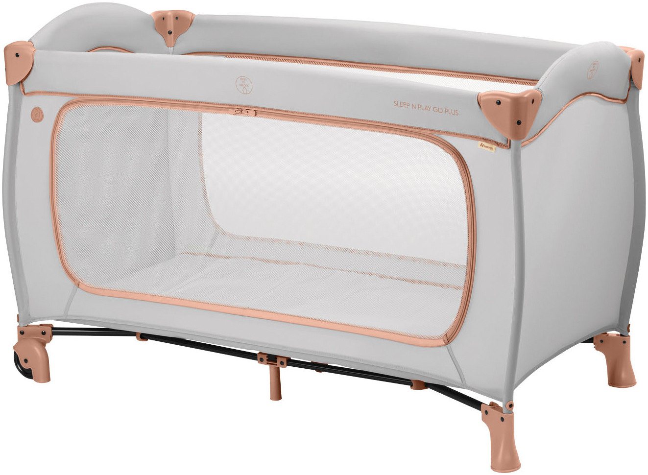 Hauck Baby-Reisebett Sleep N Play Go Plus, Dusty Cork, mit integrierten Rädern, Vorderausstieg von Hauck