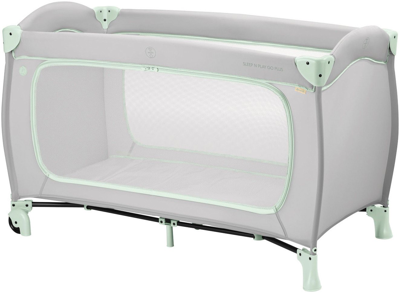 Hauck Baby-Reisebett Sleep N Play Go Plus, Dusty Mint, mit integrierten Rädern, Vorderausstieg von Hauck