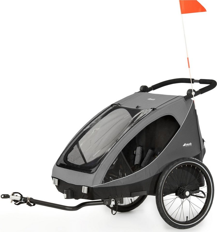 Hauck Fahrradkinderanhänger 2in1 Bike Trailer und Buggy Dryk Duo, grau, für 2 Kinder, inklusive Deichsel von Hauck