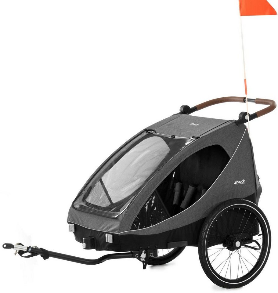 Hauck Fahrradkinderanhänger 2in1 Bike Trailer und Buggy Dryk Duo, melange grey, für 2 Kinder, inklusive Deichsel von Hauck