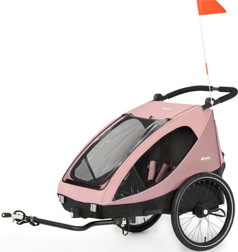 Hauck Fahrradkinderanhänger 2in1 Bike Trailer und Buggy Dryk Duo, rose, für 2 Kinder, inklusive Deichsel von Hauck