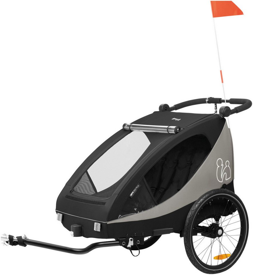 Hauck Fahrradkinderanhänger 2in1 Bike Trailer und Buggy Dryk Duo Plus, black, für 2 Kinder, inklusive Deichsel von Hauck