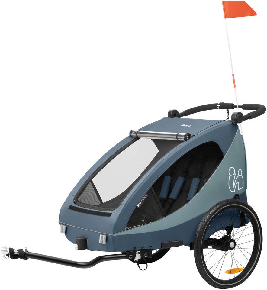 Hauck Fahrradkinderanhänger 2in1 Bike Trailer und Buggy Dryk Duo Plus, dark blue, für 2 Kinder, inklusive Deichsel von Hauck