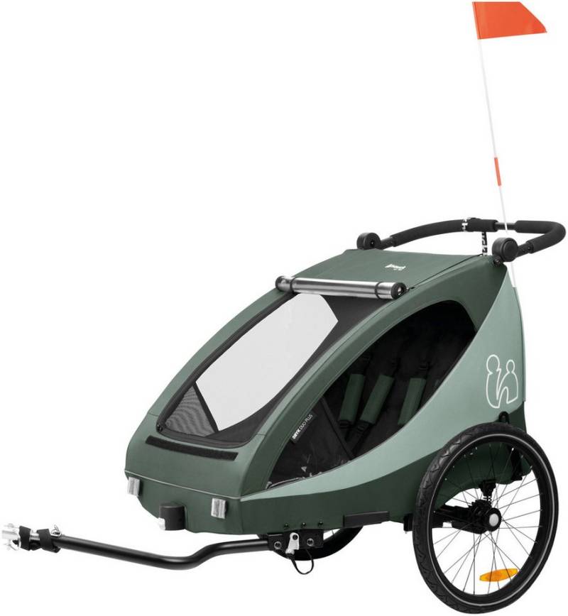 Hauck Fahrradkinderanhänger 2in1 Bike Trailer und Buggy Dryk Duo Plus, dark green, für 2 Kinder, inklusive Deichsel von Hauck