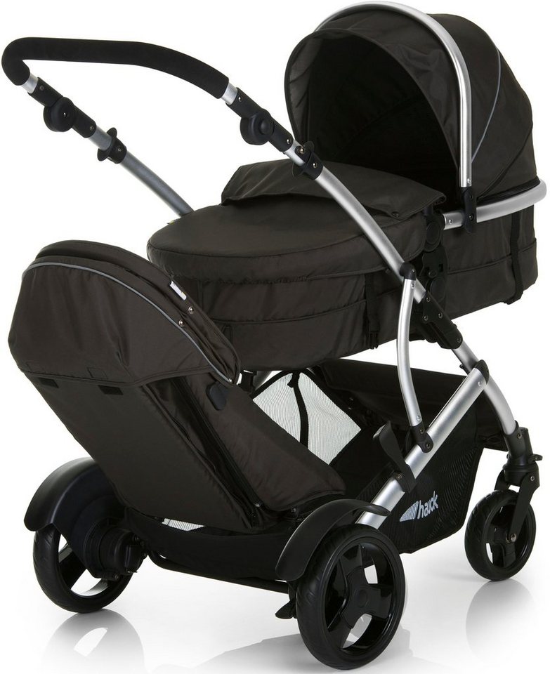 Hauck Geschwisterwagen Duett 2 black, mit Regenschutz, Kinderwagen von Hauck