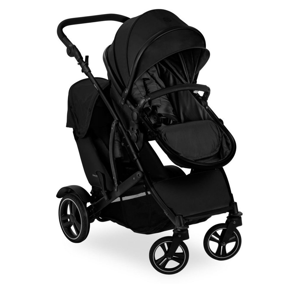 Hauck Geschwisterwagen Duett 4 - Black, Geschwisterkinderwagen Geschwisterbuggy inkl. Regenverdeck - bis 36 kg von Hauck