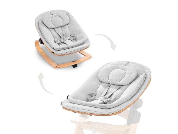 Hauck HOCHSTUHLLIEGE Highchair Bouncer Eco, Buche, Hellgrau, Holz, 50x40x66 cm, 5-Punkte-Sicherheitsgurt, Bezug abnehmbar und maschinenwaschbar, von Hauck