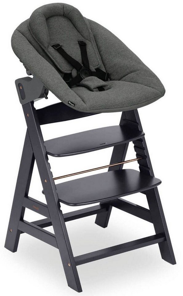 Hauck Hochstuhl Alpha Newborn Set Plus, Dark Grey (Set, 2 St), mit Newborn Aufsatz, FSC® - schützt Wald - weltweit von Hauck