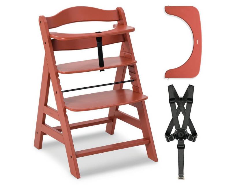 Hauck Hochstuhl Alpha Plus - Cork, Mitwachsender Holz Kinderhochstuhl verstellbar mit Schutzbügel & Gurt von Hauck