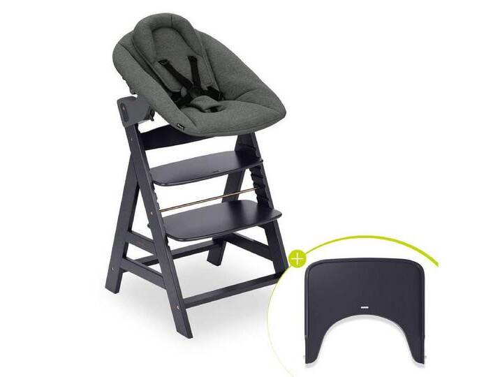 Hauck Hochstuhl Alpha Plus Dark Grey Newborn Set, Holz Babyhochstuhl ab Geburt mit Aufsatz für Neugeborene & Essbrett, grau Hauck Hochstuhl Alpha Plus Dark Grey Newborn Set, Holz Babyhochstuhl ab Geburt mit Aufsatz für Neugeborene & Essbrett, grau von Hauck