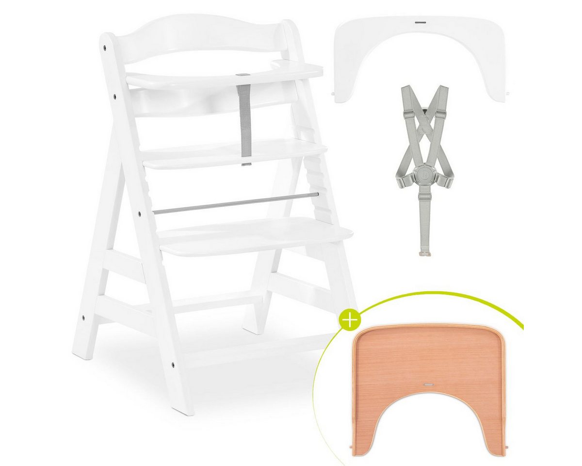 Hauck Hochstuhl Alpha Plus White, Holz Baby Kinderhochstuhl verstellbar mit Essbrett Wooden Tray & Gurt Hauck Hochstuhl Alpha Plus White, Holz Baby Kinderhochstuhl verstellbar mit Essbrett Wooden Tray & Gurt von Hauck