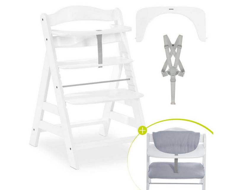 Hauck Hochstuhl Alpha Plus White, Mitwachsender Holz Kinderhochstuhl verstellbar mit Sitzauflage & Gurt Hauck Hochstuhl Alpha Plus White, Mitwachsender Holz Kinderhochstuhl verstellbar mit Sitzauflage & Gurt von Hauck