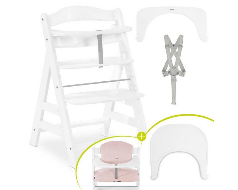 Hauck Hochstuhl Alpha Plus White, Mitwachsender Kinderhochstuhl mit Essbrett Click Tray & Sitzkissen von Hauck