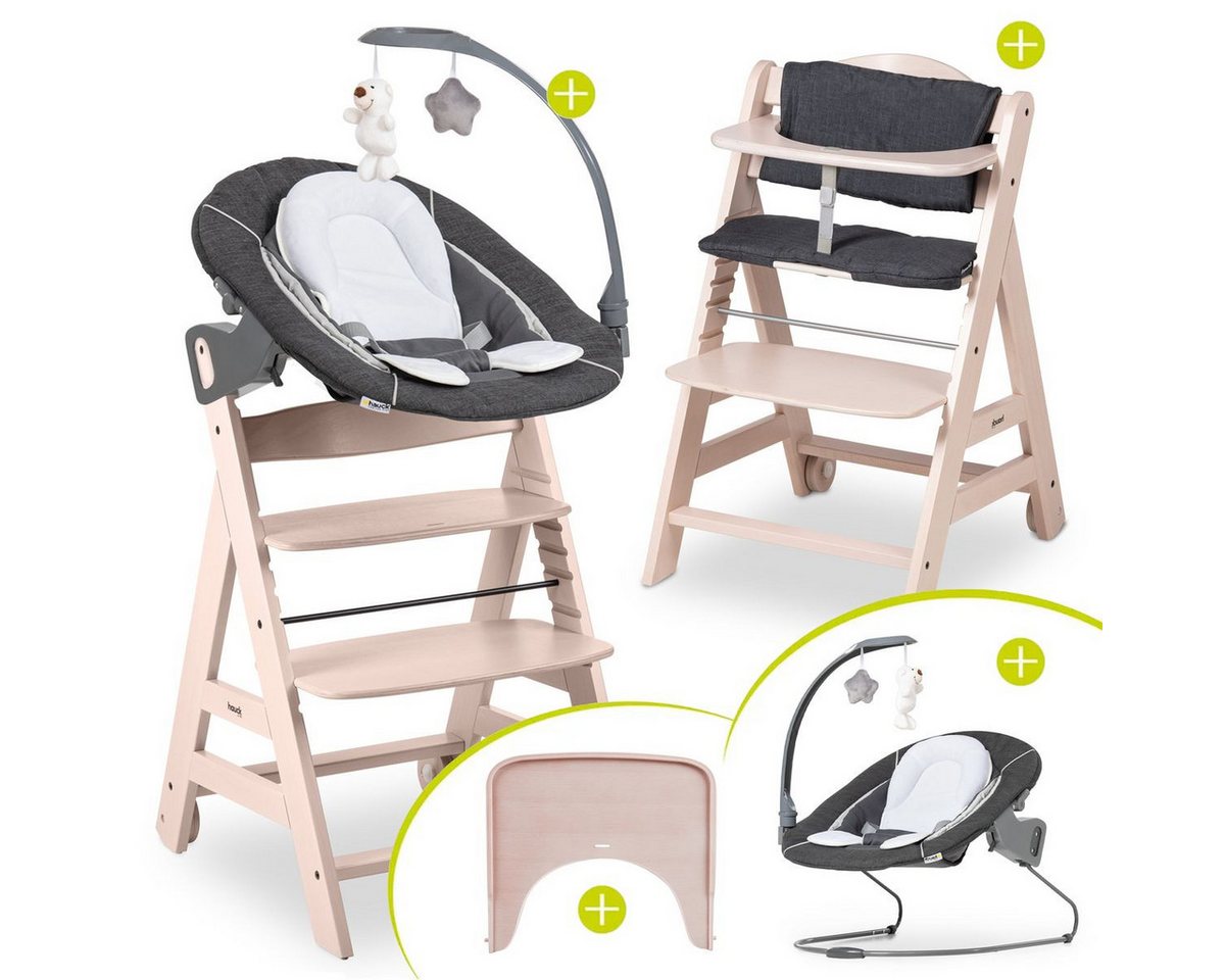 Hauck Hochstuhl Beta Plus Whitewashed Newborn SetWippe Deluxe, Holz Babystuhl ab Geburt mit Neugeborenensufsatz, Sitzkissen, Essbrett Hauck Hochstuhl Beta Plus Whitewashed Newborn SetWippe Deluxe, Holz Babystuhl ab Geburt mit Neugeborenensufsatz, Sitzkissen, Essbrett von Hauck