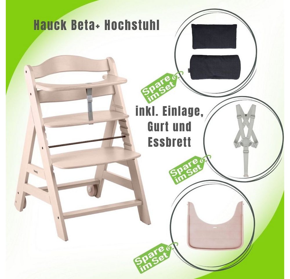 Hauck Hochstuhl Hauck Beta+ Hochstuhl mit Einlage und Essbrett von Hauck