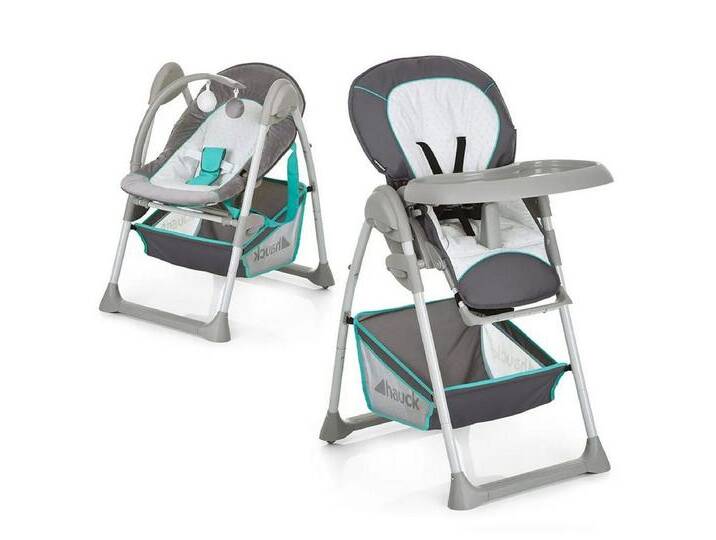 Hauck Hochstuhl Sit'n Relax - Hearts, Baby & Kinder Hochstuhl Babyliege Höhenverstellbar, Räder Klappbar, grau von Hauck