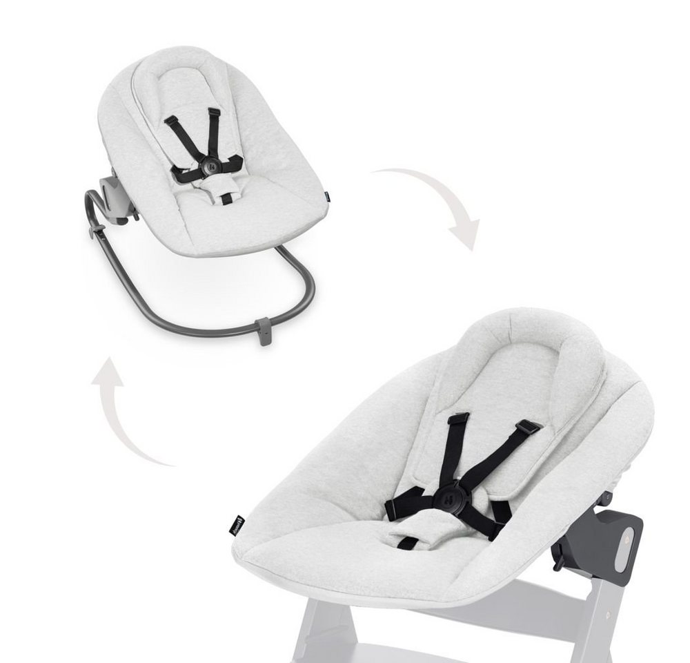 Hauck Hochstuhltablett Bouncer 2in1 Premium - Light Grey, Neugeborenenaufsatz & Baby Wippe für Alpha & Beta Hochstuhl ab Geburt von Hauck