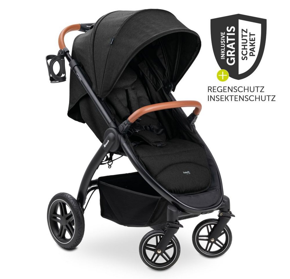 Hauck Kinder-Buggy UpTown - XXL - Melange Black, Sportwagen - Liegefunktion, höhenverstellbar bis 25 kg mit Regenschutz von Hauck