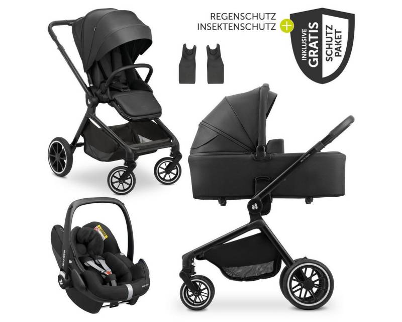 Hauck Kombi-Kinderwagen Move N Care Trio Set - Black, 3in1 Kinderwagen Set mit Babywanne, Maxi-Cosi Pebble Pro & Zubehör von Hauck