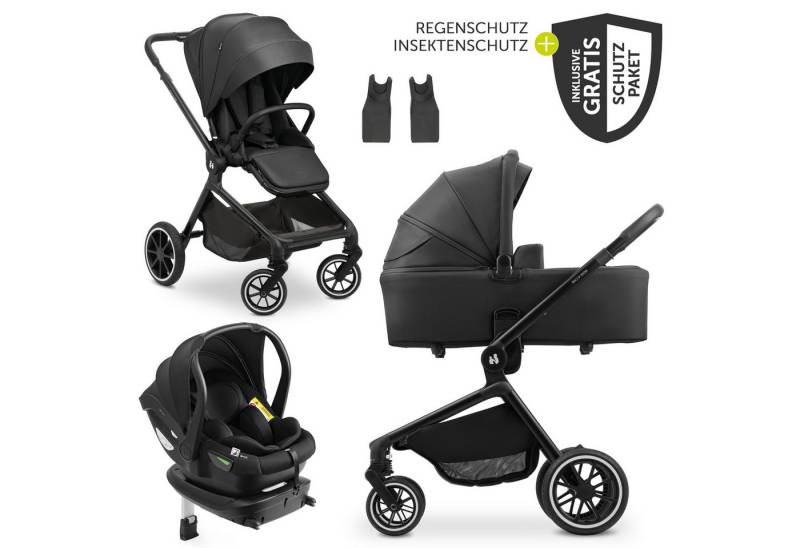 Hauck Kombi-Kinderwagen Move N Care Trio Set - Black, 4in1 Kinderwagen Set mit Babywanne, Babyschale, Isofix Base & Zubehör von Hauck