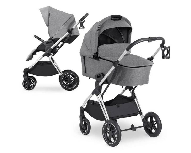 Hauck Kombi-Kinderwagen Vision X Duoset Black - Melange Grey, 2in1 Kinderwagen Buggy Set mit Babywanne & Sportsitz von Hauck